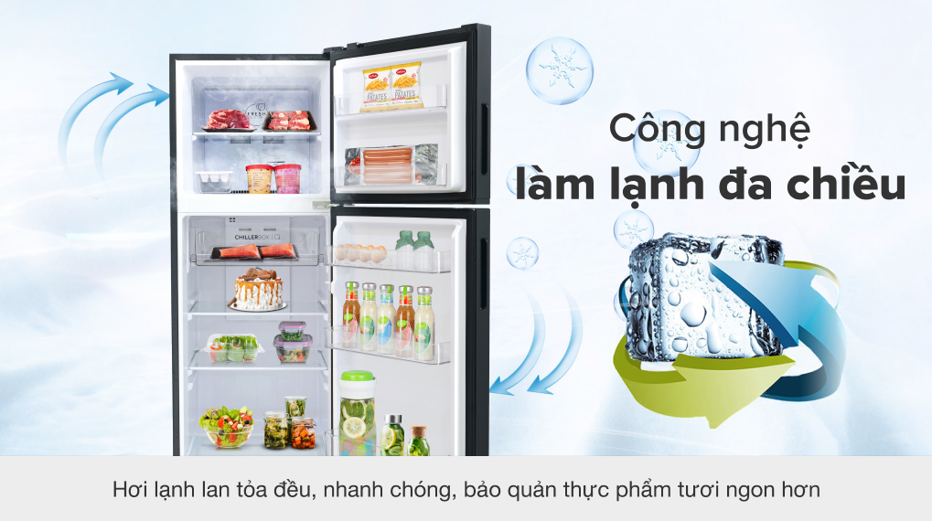6. Tủ lạnh Aqua AQR-T299FA(FB) trang bị công nghệ làm lạnh đa chiều