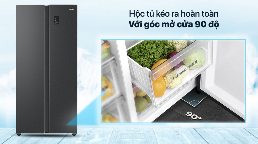 6. Tủ lạnh Aqua AQR-S480XA BL dễ dàng lấy đồ với góc mở cửa 90 độ