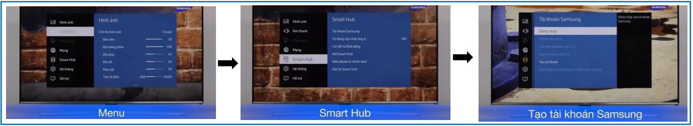Các bước sử dụng giao diện Smart Hub trên TV Samsung 55 inch