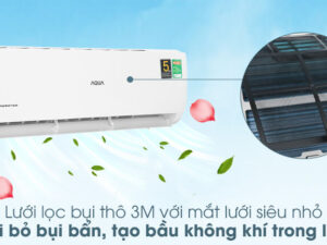 3. Máy lạnh AQUA sở hữu lưới lọc bụi 3M giúp lọc sạch bụi mịn và vi khuẩn gây bệnh