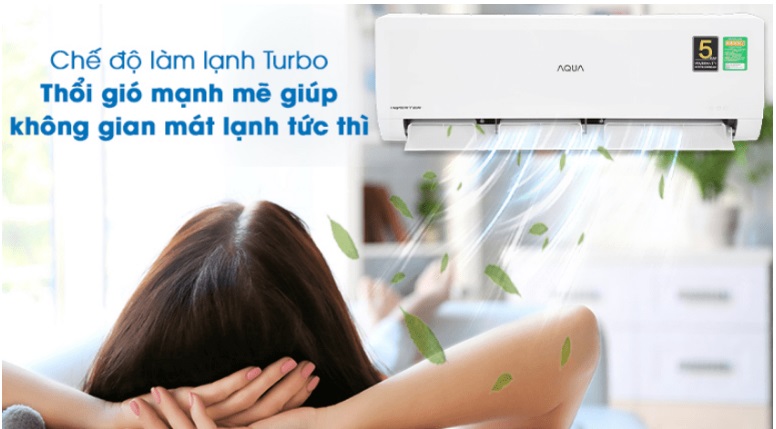 3. Máy lạnh AQUA sở hữu tính năng Turbo làm lạnh nhanh