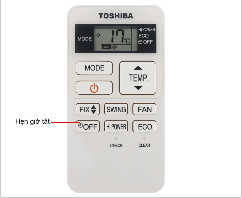 8. Sử dụng điều khiển điều hòa Toshiba điều chỉnh hẹn tắt giờ