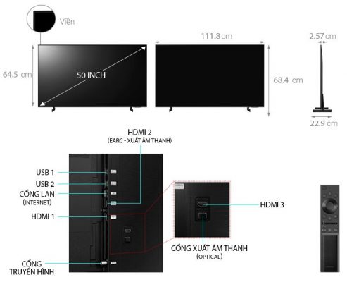Smart Tivi Samsung 4K Crystal UHD 55 inch UA50AU7002