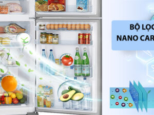 Tủ lạnh được trang bị bộ lọc kháng khuẩn Nano Carbon khử mùi, bảo vệ sức khoẻ