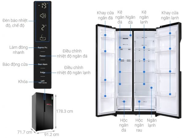 1. GR-B247WB | Chi tiết về thông số kỹ thuật Tủ lạnh LG Inverter 613 lít