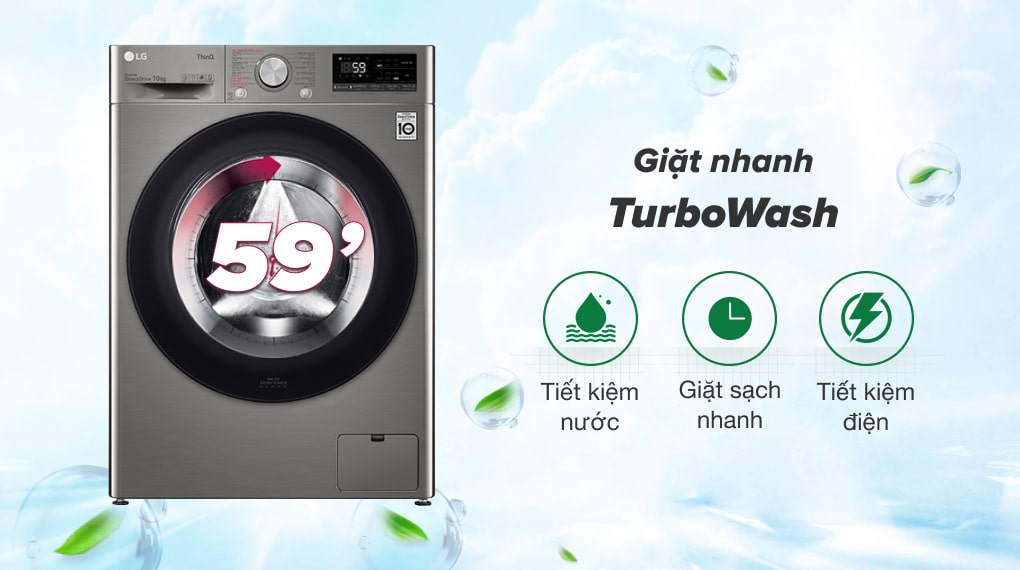 5. Máy giặt LG FV1410S4P giặt nhanh hơn và sạch hơn với công nghệ TurboWash