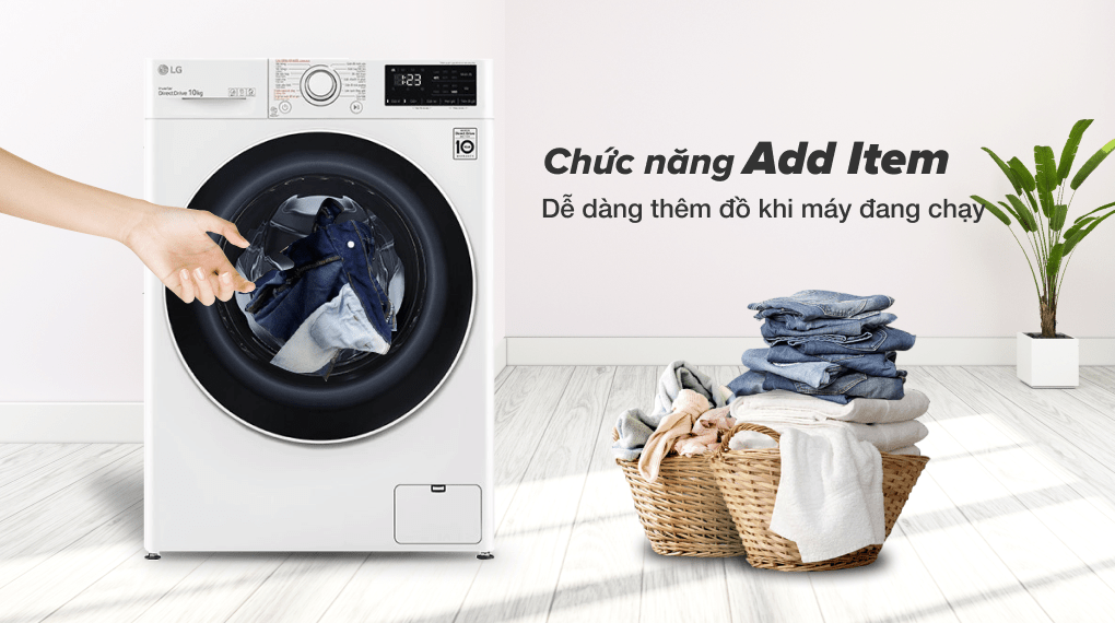 2. Máy giặt LG FV1410S5W linh động hơn khi cho đồ vào máy giặt nhờ tính năng Add Item