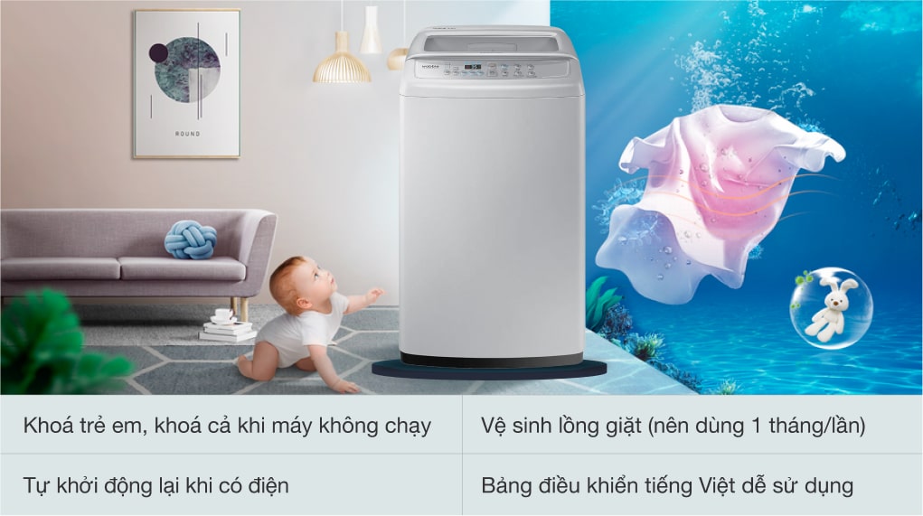 Các tiện ích được tích hợp sẵn trên máy giặt Samsung WA90H4200SG/SV