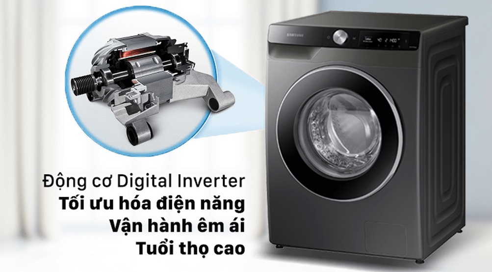 6. Máy giặt SamSung WW10T634DLX giúp tiết kiệm điện năng, vận hành êm ái, bền bỉ với công nghệ Digital Inverter