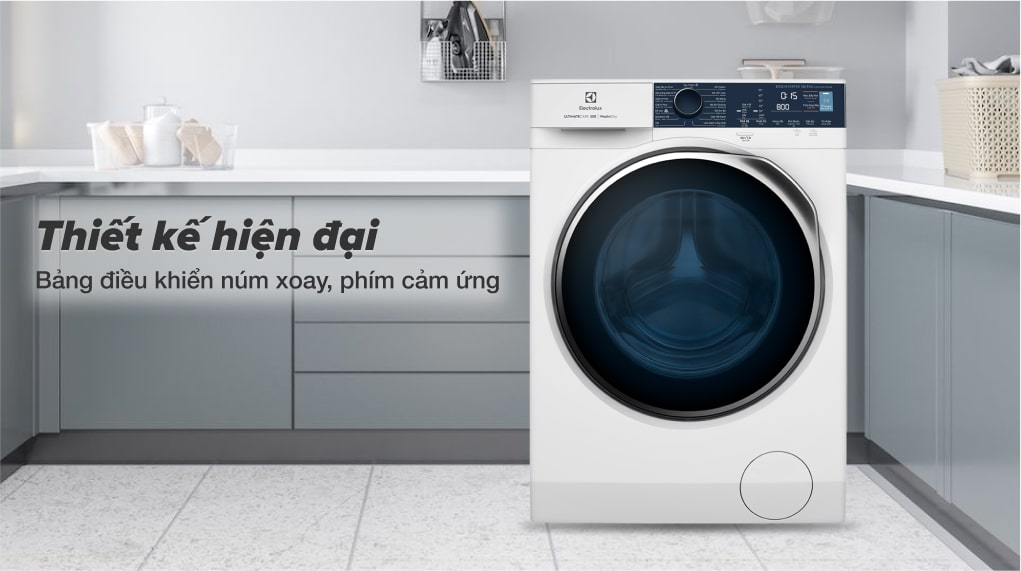 1. EWW1024P5WB | Máy giặt sấy sở hữu thiết kế hiện đại với bảng điều khiển núm xoay, phím cảm ứng
