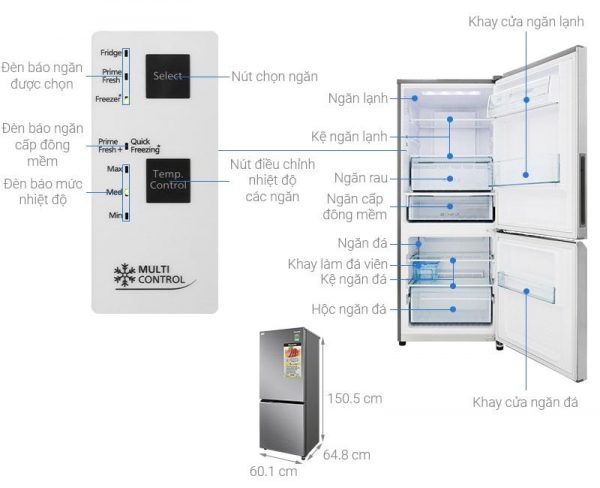 NR-BV280QSVN | Tổng quan cấu tạo chiếc tủ lạnh
