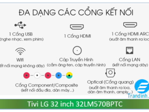 Tivi LG 32 inch 32LM570BPTC hỗ trợ nhiều cổng kết nối 