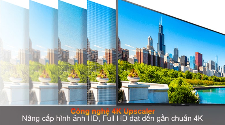 Tivi LG 43UP7550PTB giúp nâng cấp hình ảnh từ chất lượng thấp lên gần chuẩn 4K nhờ có 4K Upscaler