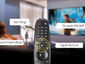 Tivi LG 55UP7750 giúp bạn thuật tiện hơn với việc tìm kiếm thông tin bằng giọng nói thông qua Magic Remote