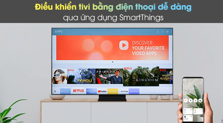 12. Samsung QA-50QN90A | Dễ dàng điều khiển tivi bằng điện thoại qua ứng dụng SmartThings