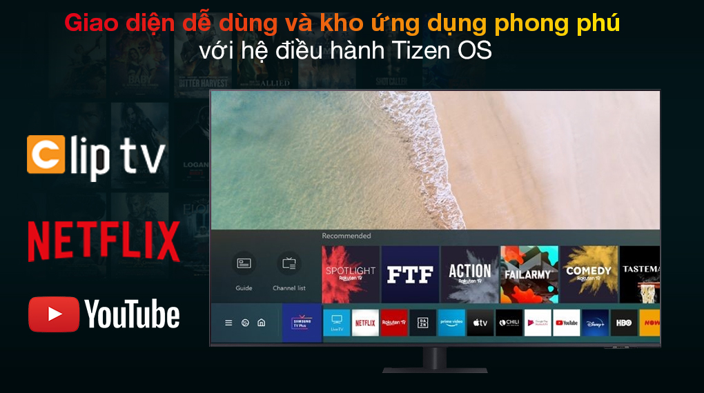4. TV Samsung 55 in sở hữu hệ điều hành Tizen OS với giao diện dễ dùng và kho ứng dụng phong phú