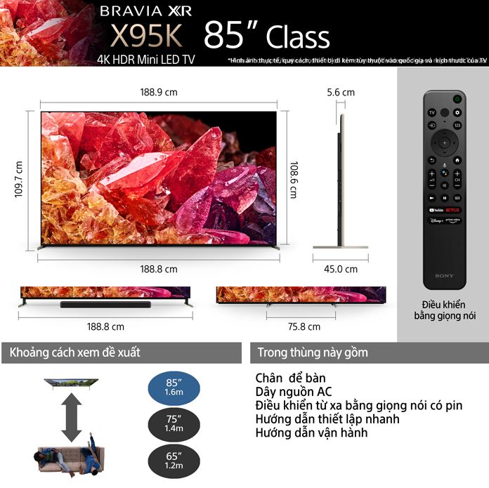 Google Tivi Sony XR-85X95K Mini LED 4K 85 inch