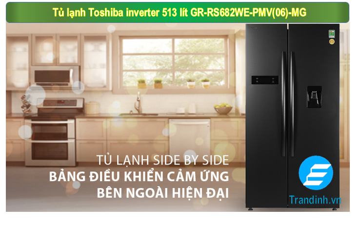 Tủ lạnh Toshiba Inverter 513 lít GR-RS682WE-PMV(06)-MG gam màu đen sang trọng