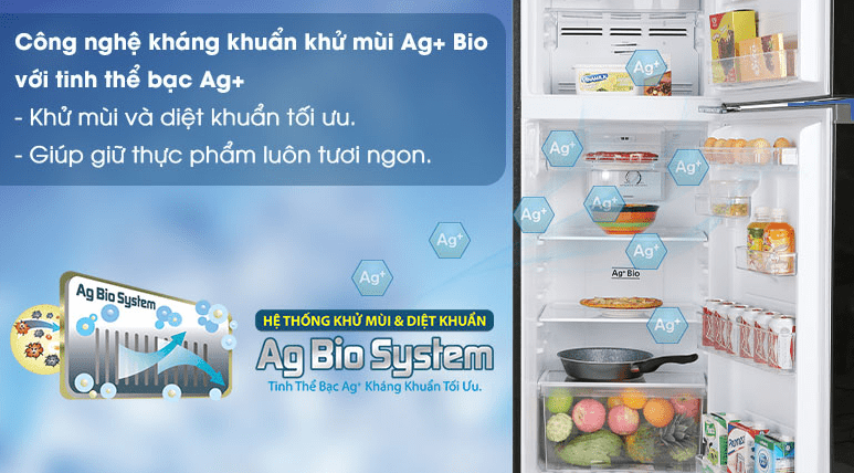 Công nghệ Ag Bio giúp loại bỏ mùi hôi, giữ tủ lạnh luôn thông thoáng 