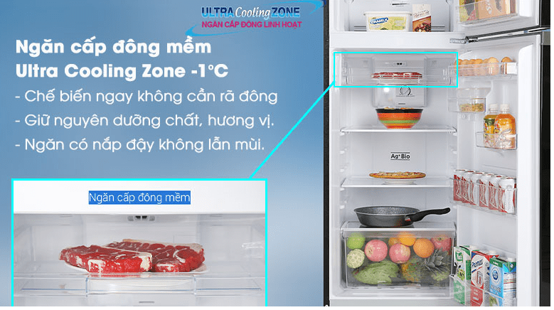 Ngăn cấp đông mềm Ultra Cooling Zone tiện ích chế biến thực phẩm trong ngày