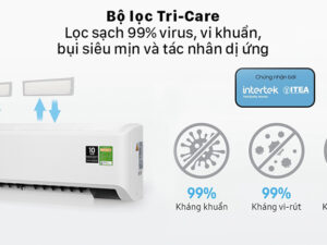 8. Máy lạnh Samsung sở hữu bộ lọc Tri-Care lọc sạch bụi bẩn và vi khuẩn mang đến không gian trong lành
