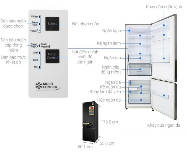 2. NR-BC360QKVN | Tổng quát cấu tạo tủ lạnh Panasonic 322 lít