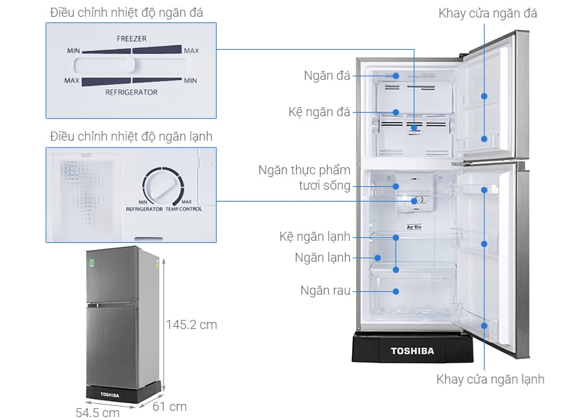 1. Hình ảnh tổng quát tủ lạnh Toshiba GR-A25VS(DS1)