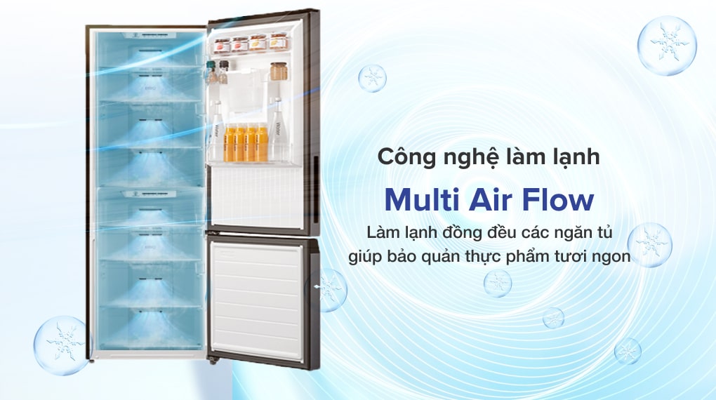 5. Công nghệ luồng khí lạnh đa chiều Multi Air Flow bảo quản thực phẩm hiệu quả