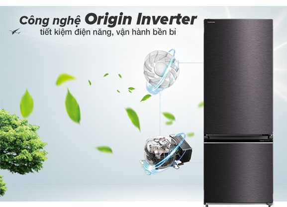 Công nghệ Origin Inverter tiết kiệm điện hiệu quả trên tủ lạnh Toshiba GR-RB410WE-PMV(37)-SG