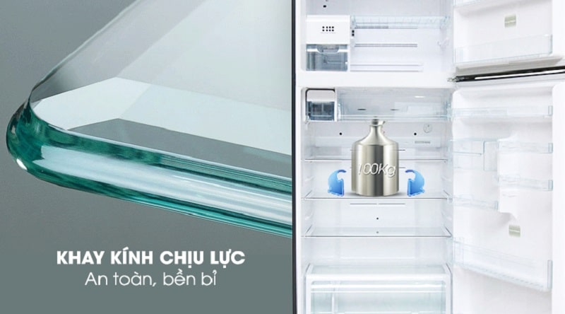 8. Khay kính chịu lực bền bỉ trên tủ lạnh Toshiba inverter 600 lít GR-WG66VDAZ