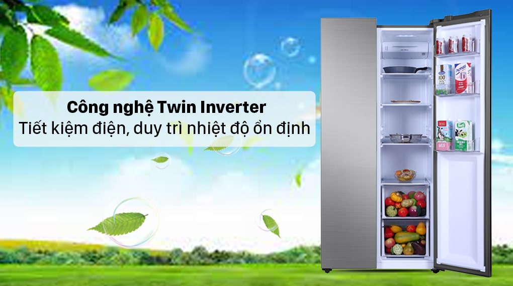 8. Tủ lạnh AQR S480XA(SG) nâng cao hiệu quả tiết kiệm điện nhờ công nghệ Twin Inverter