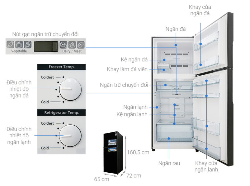 1. Hình ảnh tổng quát tủ lạnh Hitachi 339 lít Inverter R-FG450PGV8 GBK
