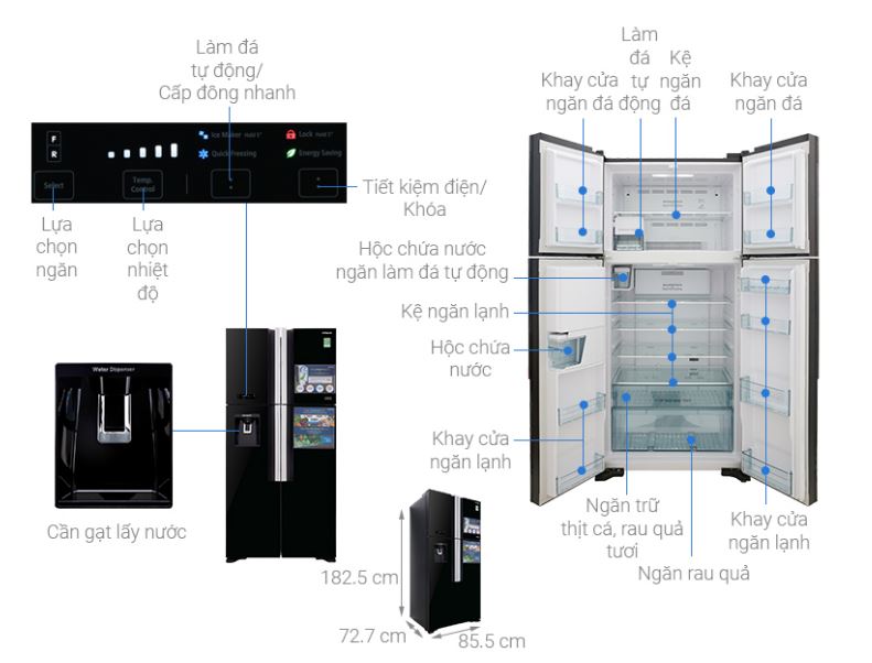 1. Tổng quan Tủ lạnh Hitachi Inverter 540 lít R-FW690PGV7X GBK