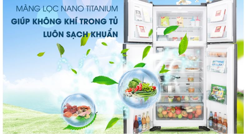 7. Tủ lạnh hitachi trang bị màng lọc Nano Titanium kháng khuẩn, khử mùi