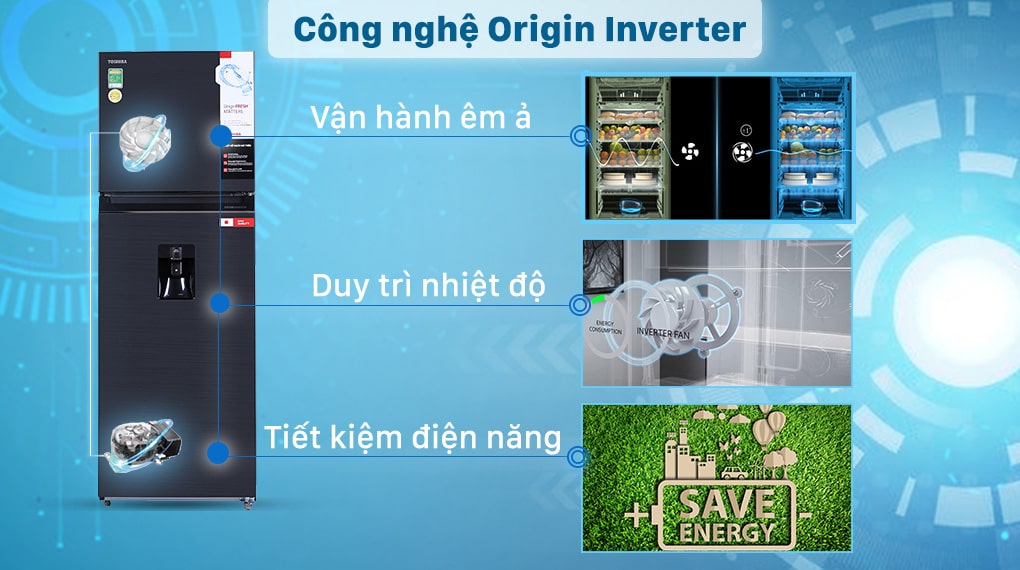 Công nghệ Origin Inverter tiết kiệm điện và vận hành êm ái 