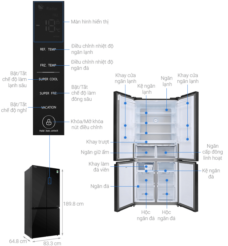  Phác hoạ tổng thể tủ lạnh Toshiba Inverter 511 lít GR-RF610WE-PGV(22)-XK 