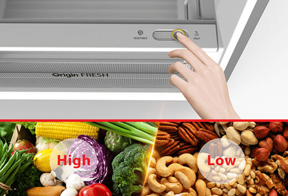 7. Tủ lạnh Toshiba GR-RT400WE-PMV(06) có ngăn rau củ điều chỉnh độ ẩm giúp rau củ luôn tươi ngon