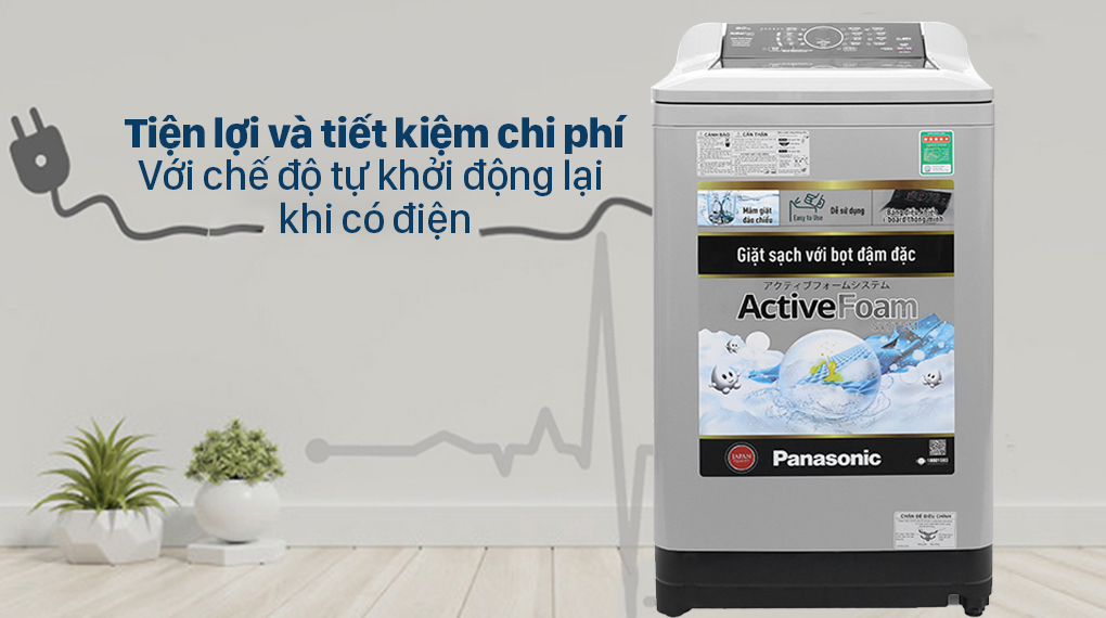 Máy giặt Panasonic 9 kg NA-F90A4GRV - Tự khởi động lại khi mất điện