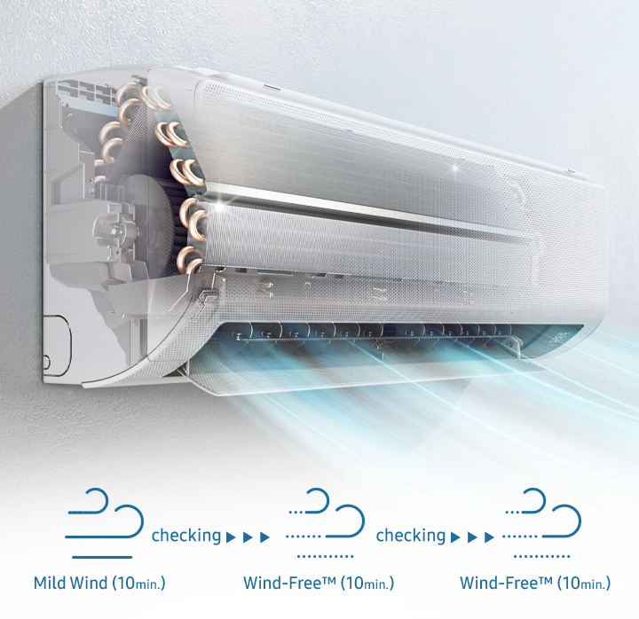 5. Điều hoà Samsung WindFree™ có tính năng tự động làm sạch Auto Clean giúp tối ưu thời gian và công sức