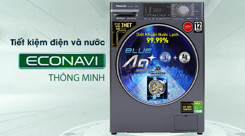 Máy giặt cửa trên Panasonic NA-V105FX2BV tiết kiệm điện, nước đáng kể nhờ cảm biến Econavi