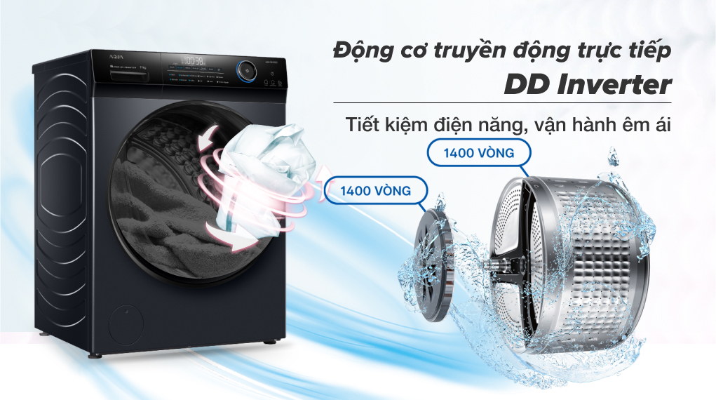 Động cơ truyền động trực tiếp DD Inverter - Kéo dài tuổi thọ máy giặt