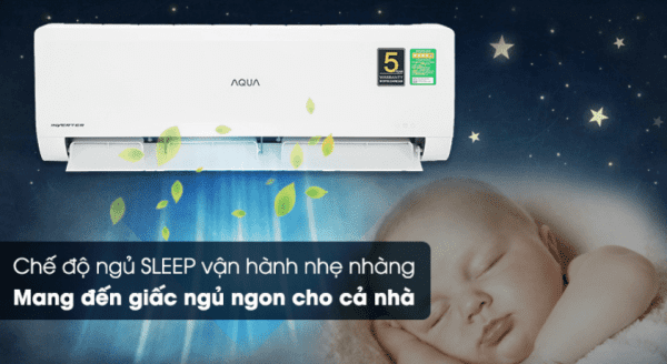 5. Điều hòa 1 chiều AQUA AQA-KCR12NQ-S có chế độ ngủ đêm Sleep mang lại giấc ngủ ngon, sâu giấc