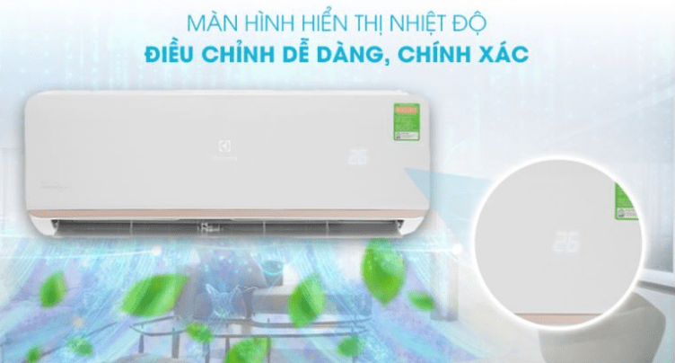 10. Dàn máy lạnh Electrolux ESM09CRO dễ dàng quan sát, điều chỉnh nhiệt độ nhờ màn hình LED trên dàn lạnh