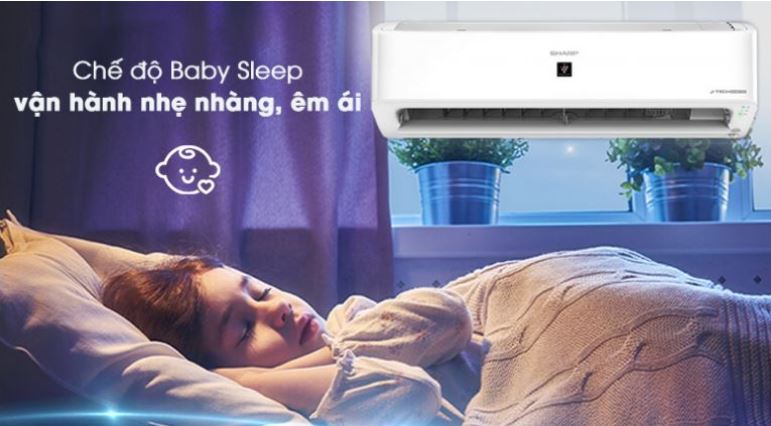 10. Máy lạnh Sharp 9000BTU nhờ chế độ Baby Sleep giúp mang lại giấc ngủ ngon
