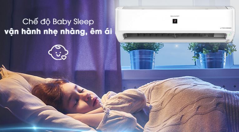 7. Máy lạnh Sharp giá rẻ AH XP10YMW giúp mang lại giấc ngủ ngon với chế độ Baby Sleep