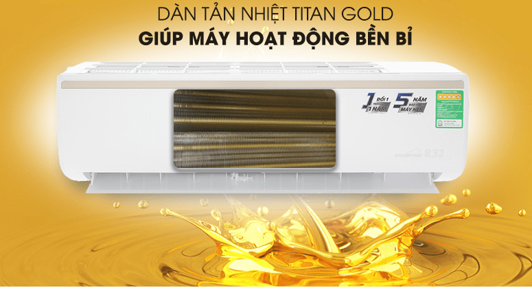 4. Dàn tản nhiệt Titan Gold trên điều hoà TCL 13CSIKE88N giúp máy hoạt động bền bỉ