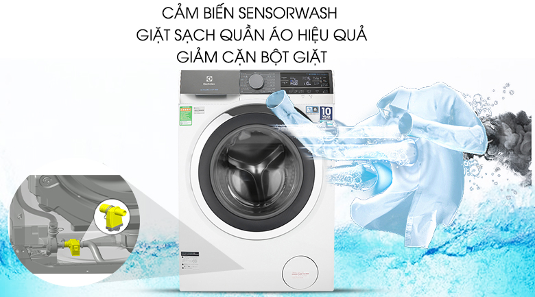 2. Máy giặt 11 kg giúp giặt sạch quần áo và không để lại cặn bột giặt nhờ SensorWash