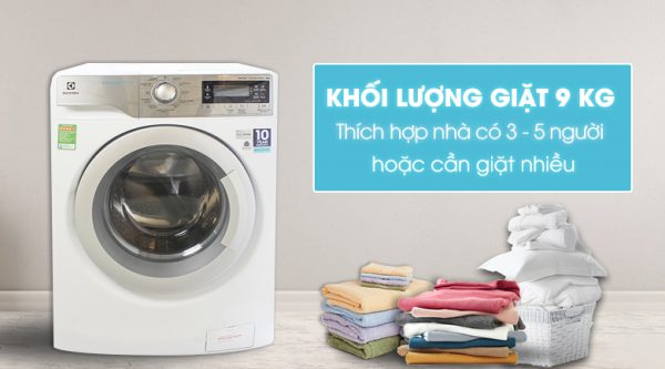 Máy giặt Electrolux EWF12933 có thiết kế sang trọng và khối lượng giặt 9 kg