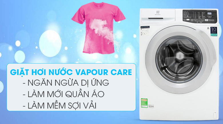7. EWF8025CQWA | Máy giặt 8 kg có công nghệ giặt hơi nước Vapour Care giúp loại bỏ vi khuẩn