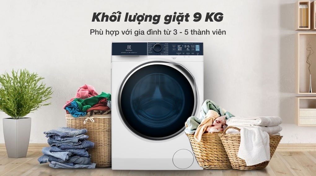 3. Sở hữu khối lượng giặt 9 kg phù hợp nhất với những gia đình có từ 3-5 thành viên